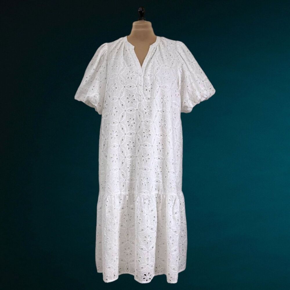 SUGARLIPS Villa Nova White Eyelet Midi Dress, NWOT! Size 2X